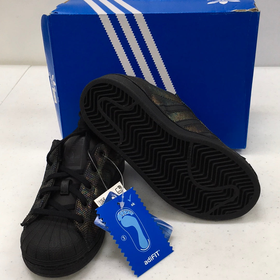 ADIDAS SUPERSTAR BLACK IRIDESCENT BY2185 PRE SCHOOL