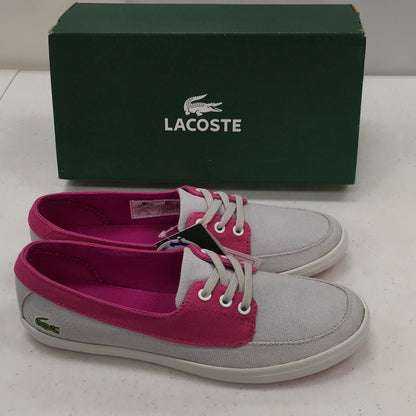 LACOSTE ZIANE BOAT SPW TXT LT GRY/DK PNK 7-25SPW1103GP2