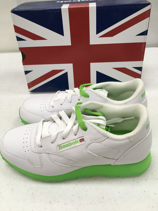 REEBOK CL LEATHER BRIGHTS CLASSIC 71-780545 GRADE SCHOOL (WHITE/NEON GREEN)