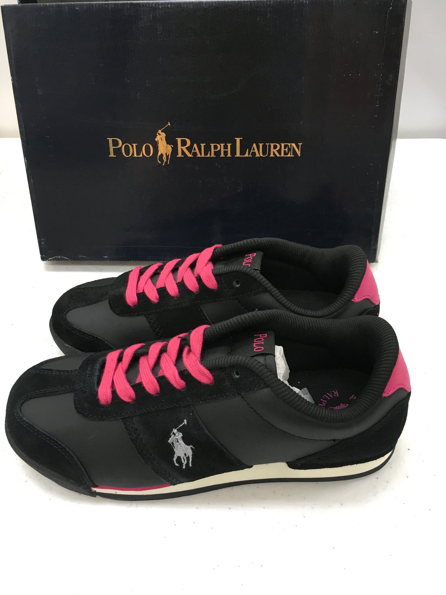 POLO RALPH LAUREN BLACK-FUCHSIA SLIDER 94007 GRADE SCHOOL