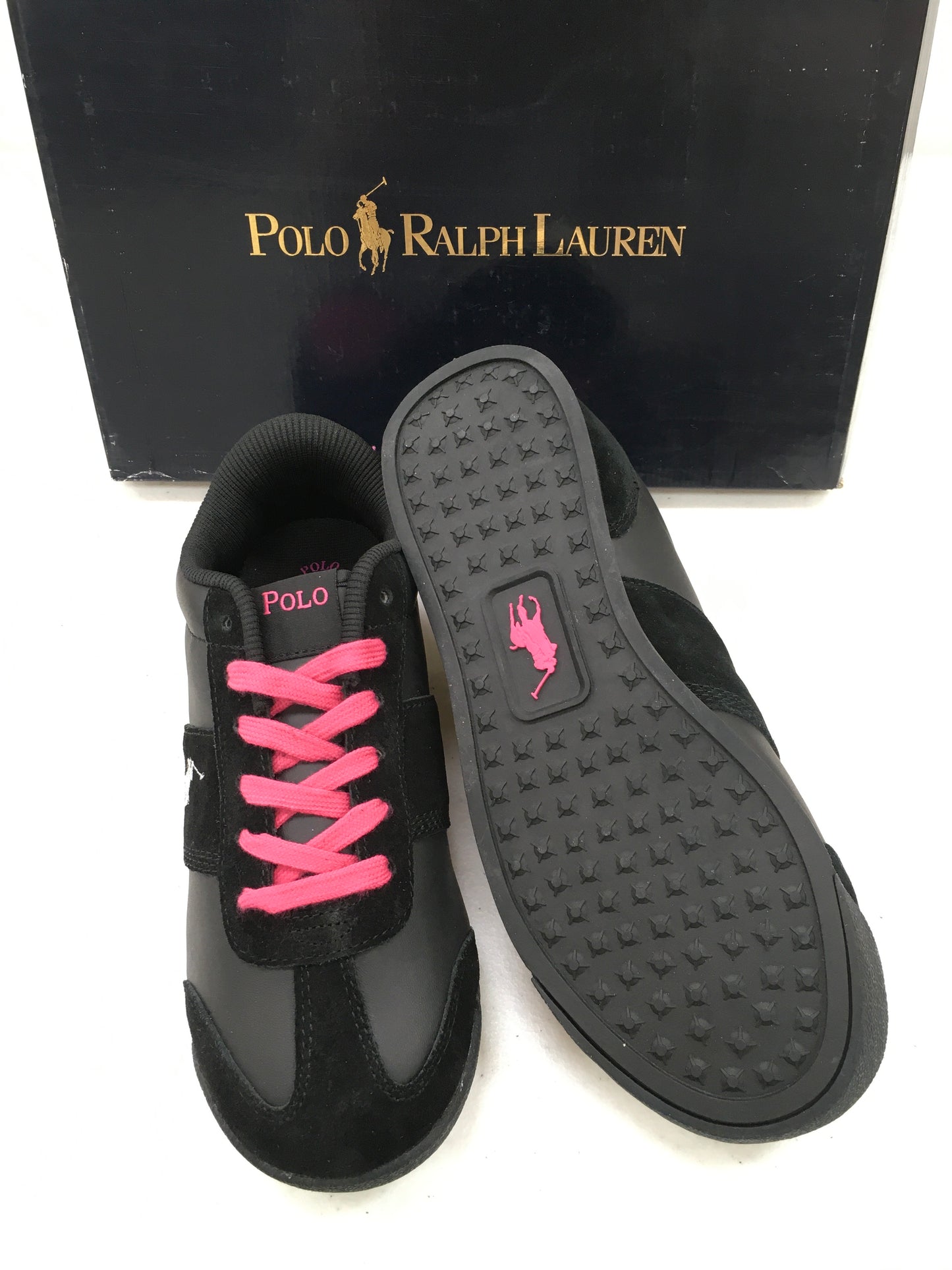 POLO RALPH LAUREN BLACK-FUCHSIA SLIDER 94007 GRADE SCHOOL