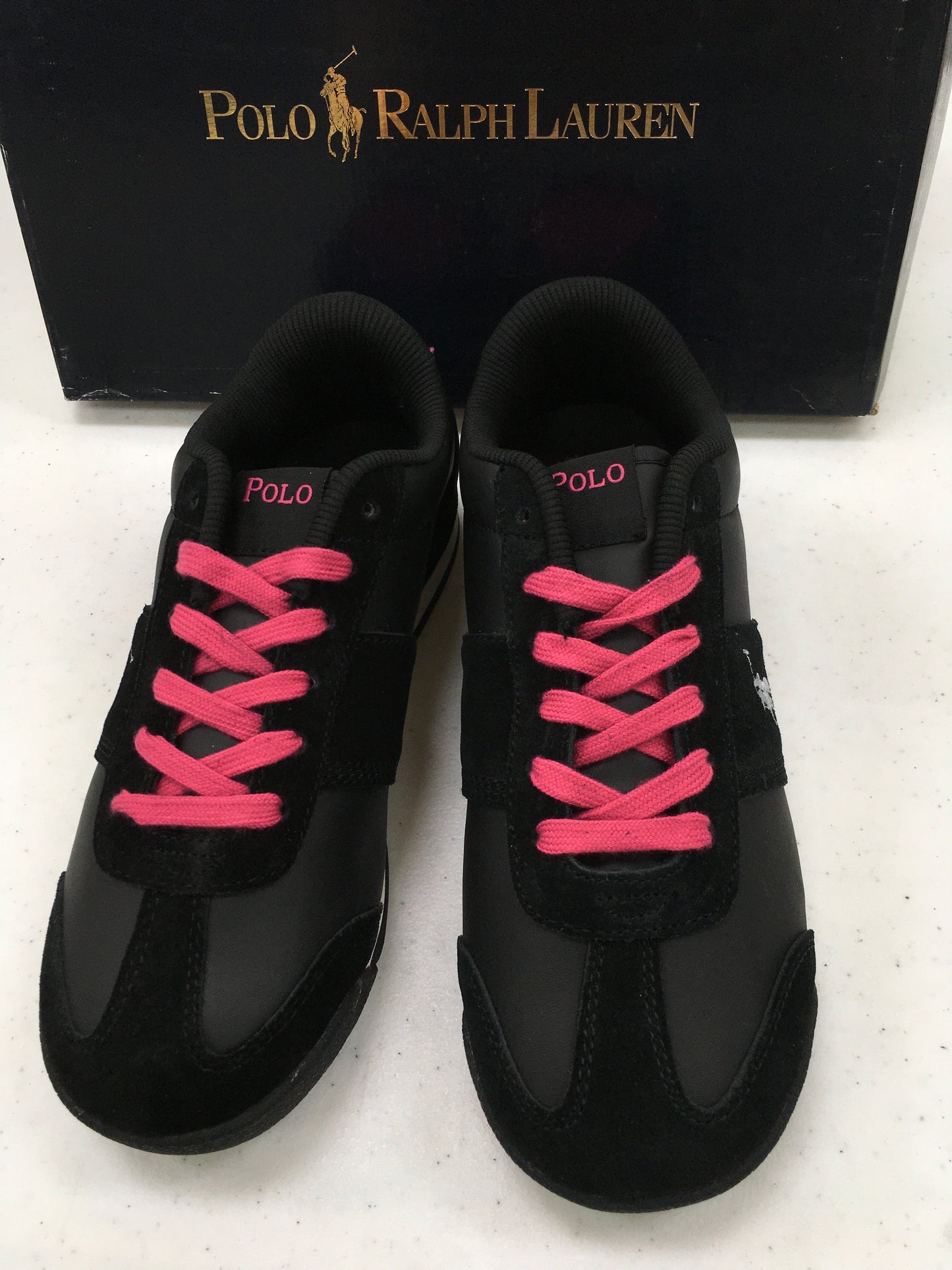 POLO RALPH LAUREN BLACK-FUCHSIA SLIDER 94007 GRADE SCHOOL