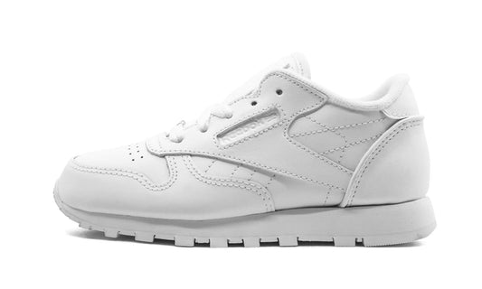 Reebok Classic Leather Shoe,White/White/White, Pre School J90140