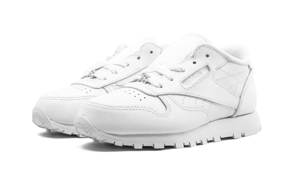 Reebok Classic Leather Shoe,White/White/White, Pre School J90140