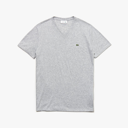 Lacoste Pima Cotton Short-Sleeve V-Neck Tee -Gray