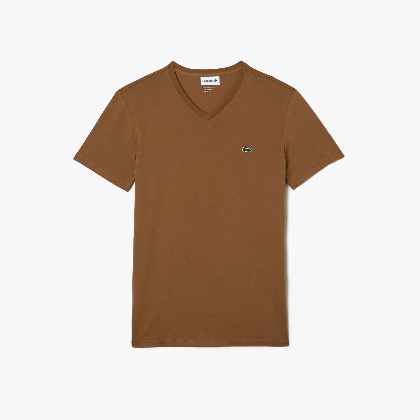 Lacoste Pima Cotton Short-Sleeve V-Neck Tee -Brown