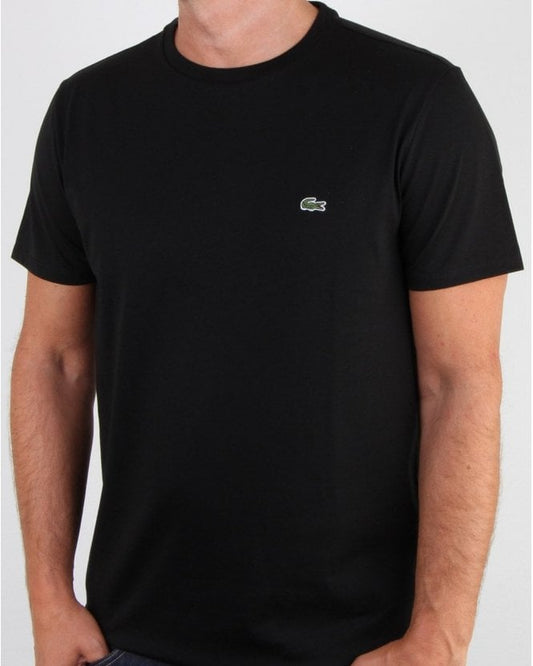 Lacoste Men's Short Sleeve Pima Crew Neck Tee-Black