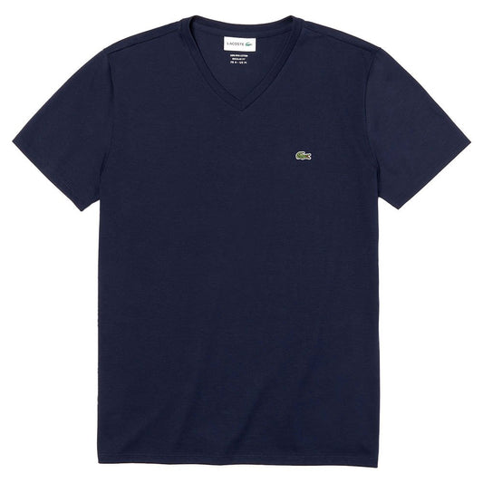 Lacoste Pima Cotton Short-Sleeve V-Neck Tee - Navy